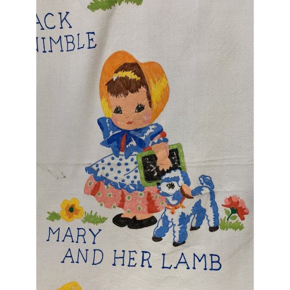 Baby Swaddle Cloth Nursery Rhyme Hand Painted 1967 34”x 45” - Picture 2 of 10